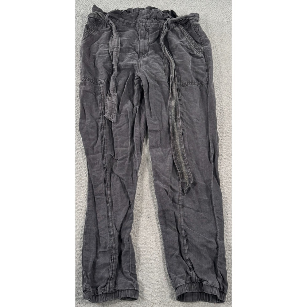 Anthropologie Pants Womens 6 Gray Joggers Paperbag Waist Tie Pockets Tapered Leg